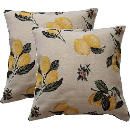 VEGATEX Cushion Cover 45 x 45cm Set of 2 Gobelins Southern France Lemon Pattern