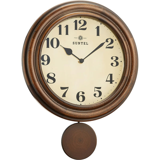 Santaru Made in Japan Made in Japan Retro Radio Pendulum Wall Clock (Potter's Wheel) Antique Brown DQL669