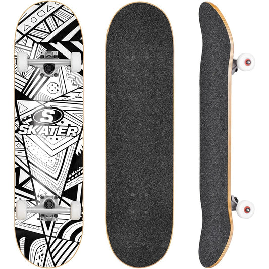 LUKDOF Skateboard Complete 31 Inch Skateboard 7 Layer Maple Deck High Precision ABEC-11 Bearing PU Wheels Hardness 95A Adults Youth Children Beginners Stylish