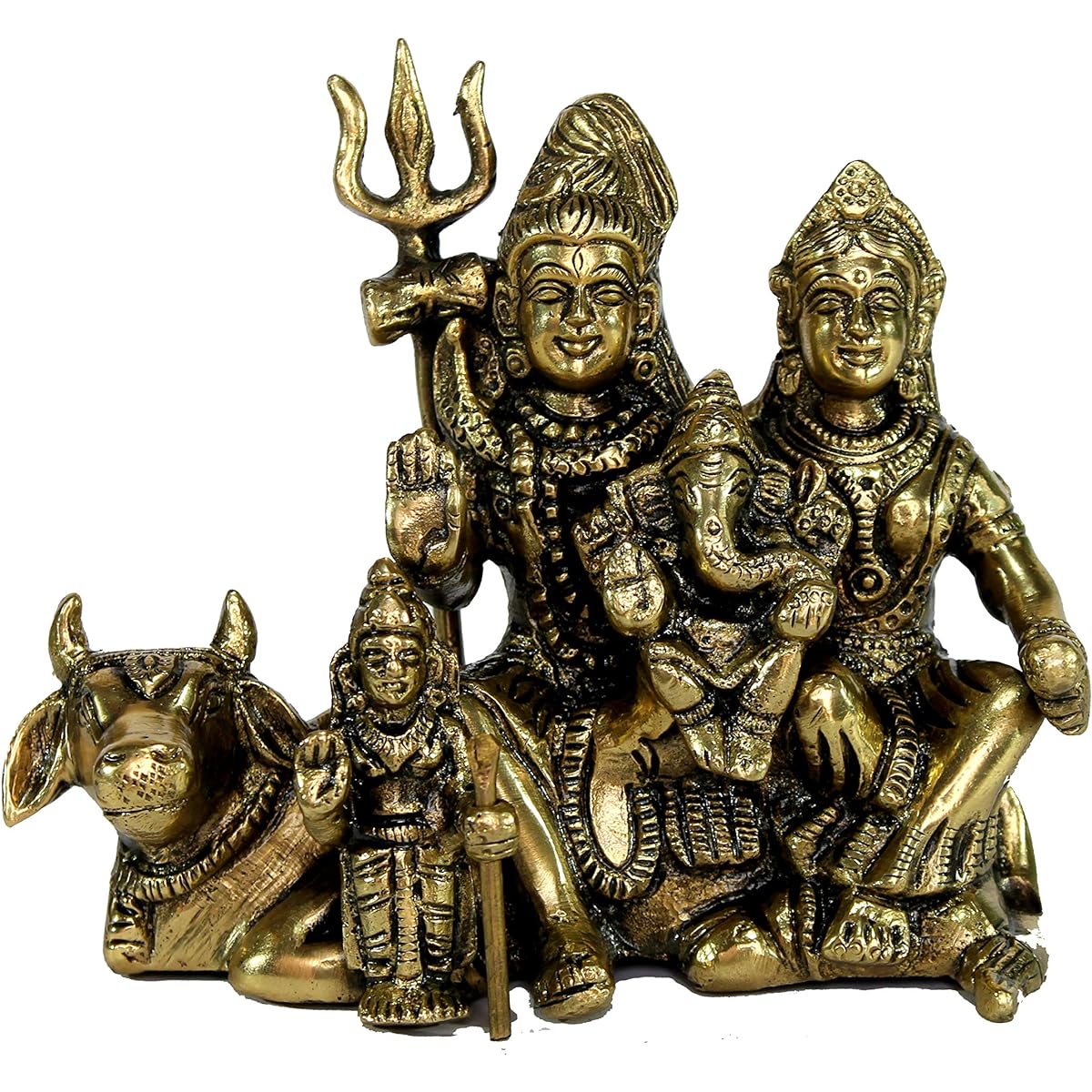 StonKraft Marble Shiva Lingam Shiv Lin Idol Murti Statue Adiyoji (Shiva Family)