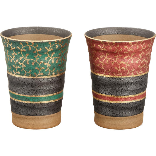 Maruyone Kutani Ware Pair Free Cup/Golden Arabesque K5-1049