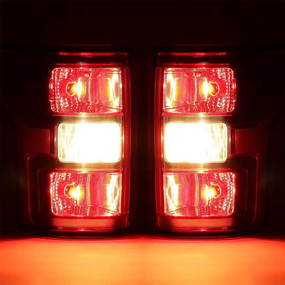 HECASA Tail Light Pair 2018-2020 Ford F-150 Taill Light left and right replacement JL3Z-13405-H JL3Z-13404-H Red Lens & Chrome Housing Plastic