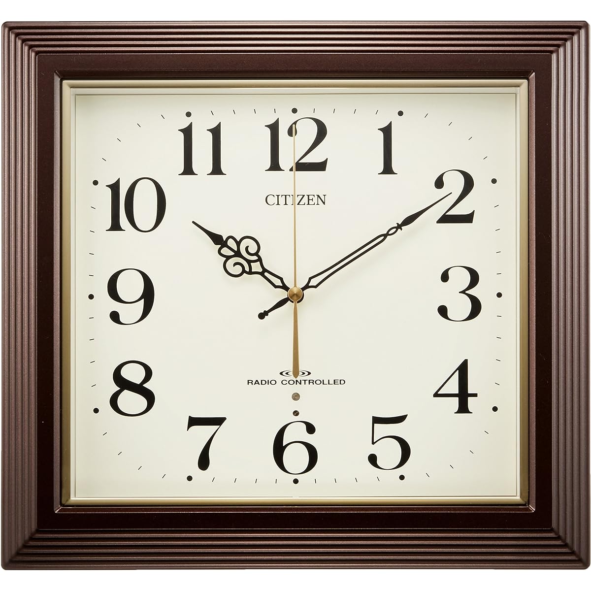 RHYTHM Citizen Wall Clock Radio Clock Analog Square Brown CITIZEN "Yasaka" 4MY803-006