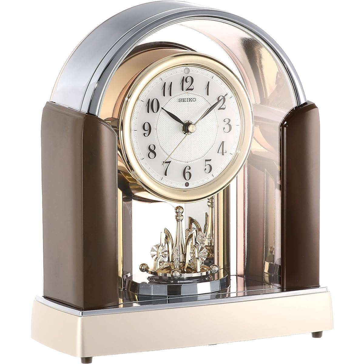Seiko Clock Table Clock Standard Radio Clock Twin Pa Dark Brown Marble Pattern Glossy Finish BY238B SEIKO