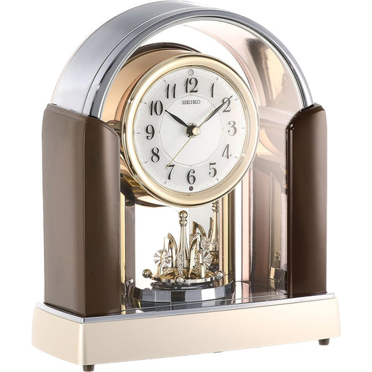 Seiko Clock Table Clock Standard Radio Clock Twin Pa Dark Brown Marble Pattern Glossy Finish BY238B SEIKO