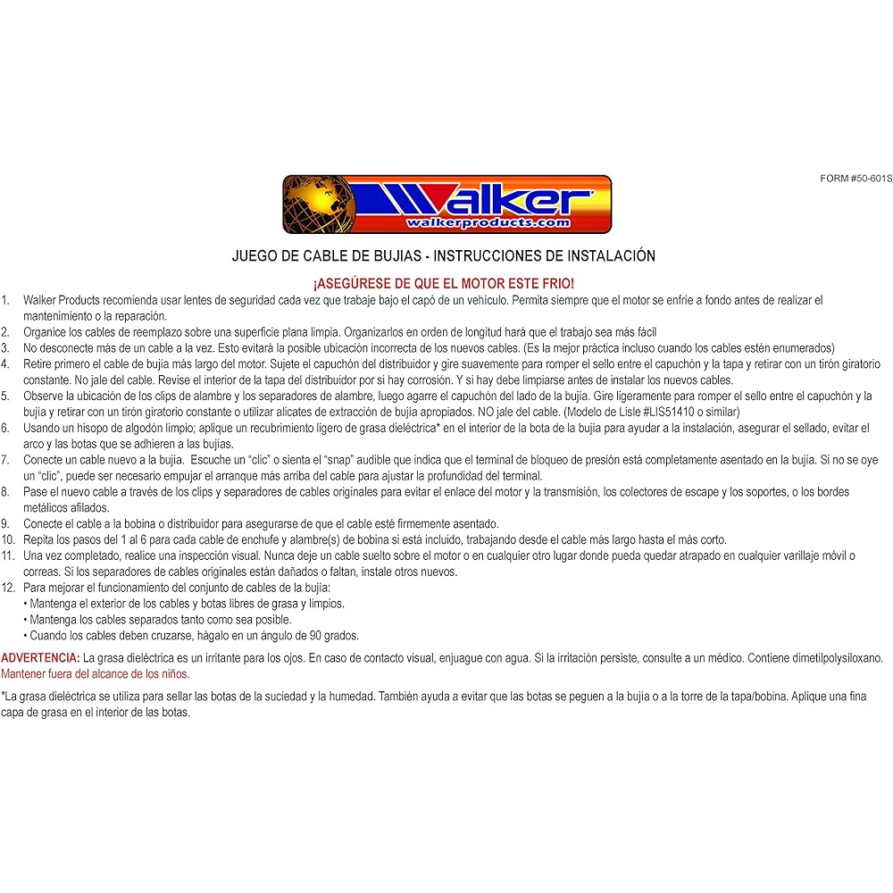 Walker products 900 - 1436 Thundercore Ultra Spark Plug Wire Set