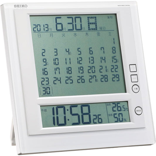 Seiko Clock Wall Clock Table Clock Monthly Calendar Function Rokudai Display Digital Radio Alarm Clock SQ422W SEIKO
