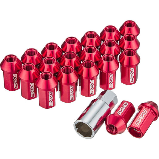 [RAYS] Duralumin Lock & Nut Set L42 Straight Type M12×1.5 Red Anodized 74020001003RD