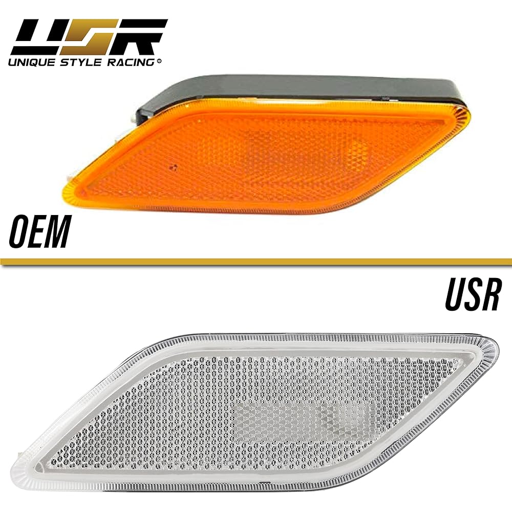 USR DEPO 10-13 W212 E-Class 4D/5D Clear Front Bumper Side Marker Light Assembly Replacement Set (Left+Right) 2010-2013 Mercedes Benz 212 E-Class 4-door/5 Doors