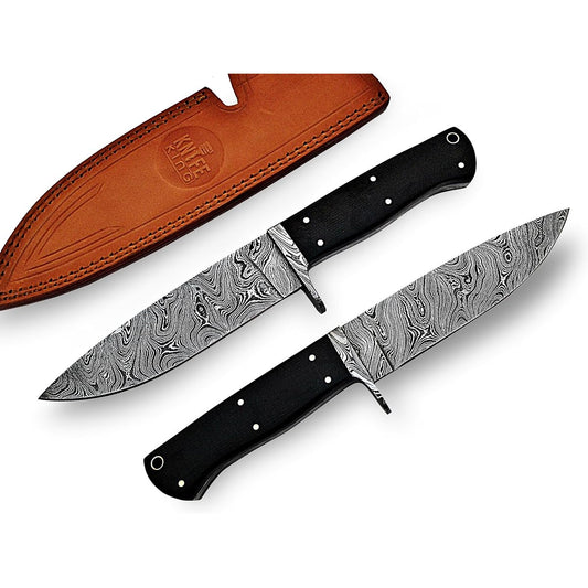 "Knife King" Custom Damascus Knife Custom Damascus handmade hunting knife. Leather sheath. Top quality.