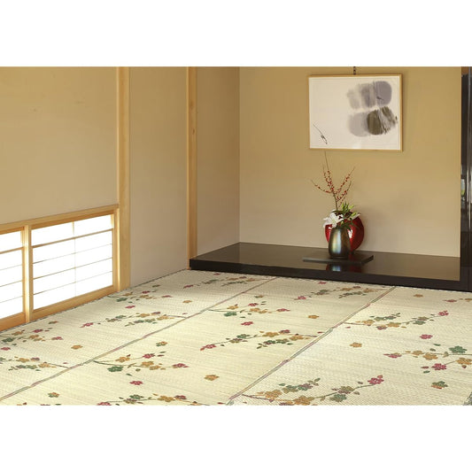 Hagiwara Rush Natural Edoma 4.5 tatami (approx. 261 x 261 cm) Hanagoza Carpet "Kozakura" 81896045