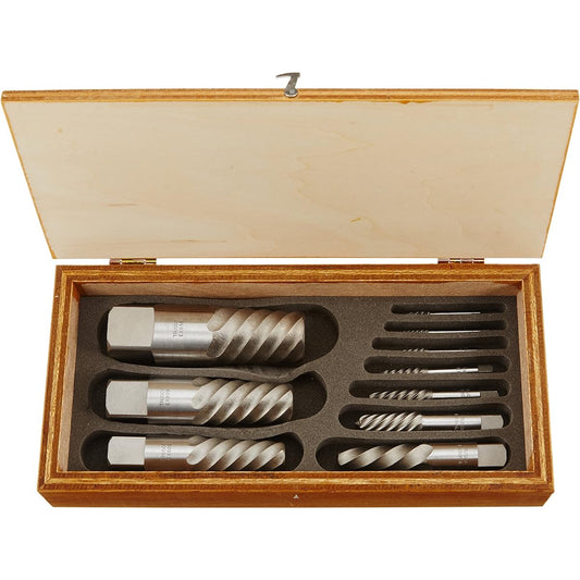 TRUSCO EXS-1826 Extractor Set, Spiral Type, Set of 10, Wooden Box