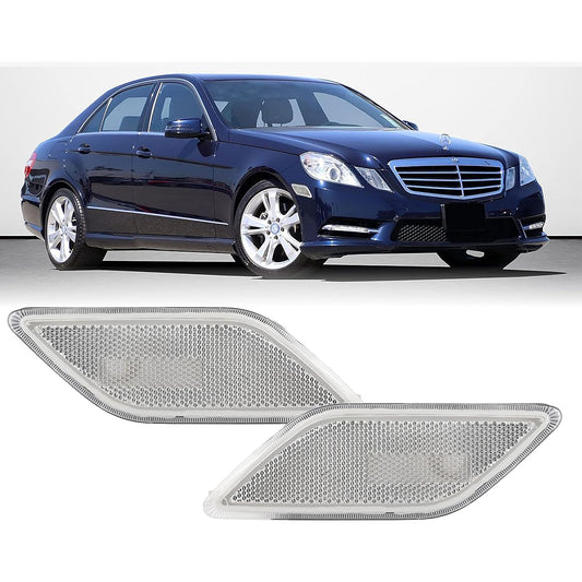 USR DEPO 10-13 W212 E-Class 4D/5D Clear Front Bumper Side Marker Light Assembly Replacement Set (Left+Right) 2010-2013 Mercedes Benz 212 E-Class 4-door/5 Doors
