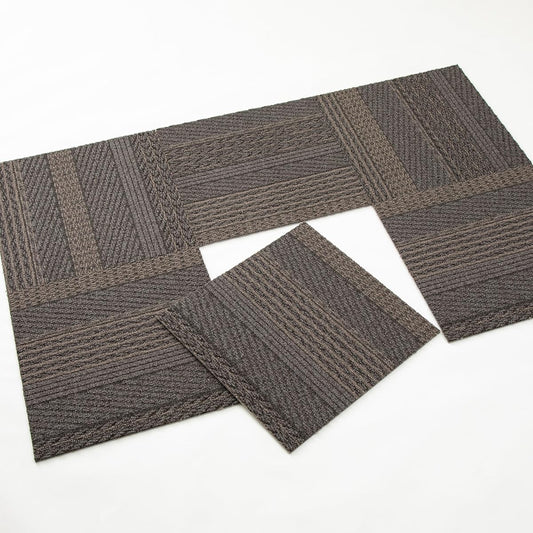 KAWASHIMA SELKON TEXTILES Cable Knit III Unit Rug Tile Carpet Brown 50 x 50cm UR2204 6 pieces/1 case Made in Japan