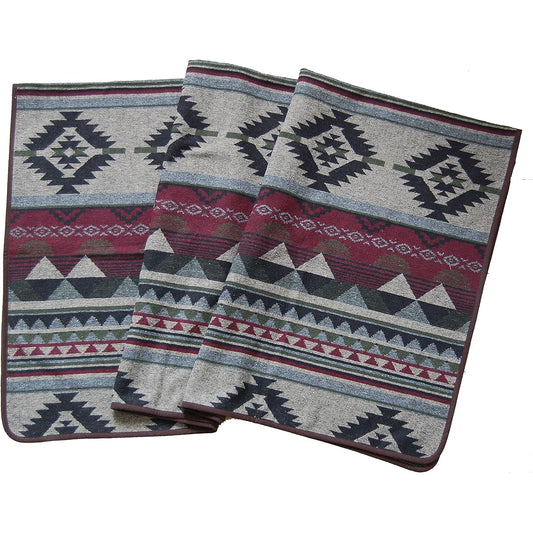 Ruth&Boaz Ethnic Native Pattern Blanket Rug (L) GREEN BURGUNDY SAPPHIRE BROWN (150×145cm) (150×205cm)