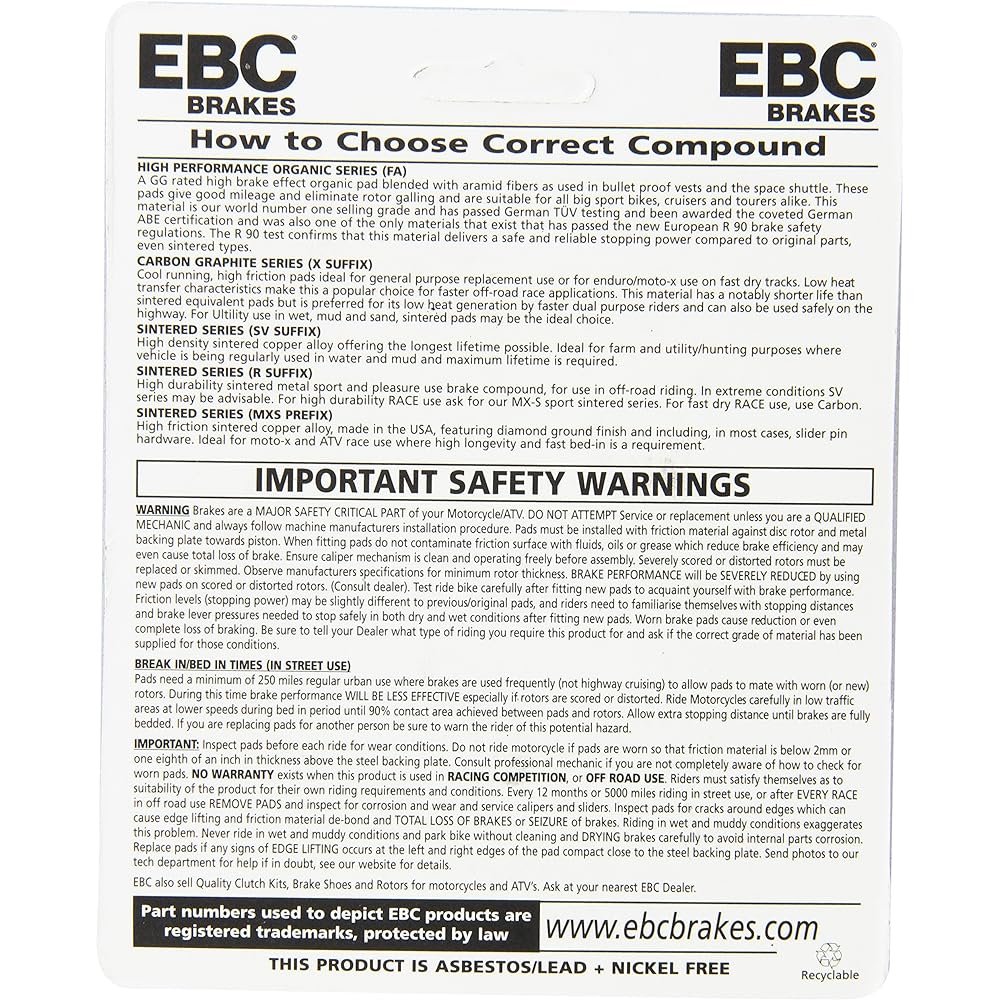 EBC Brake FA395SV Disk Brake Pad Set