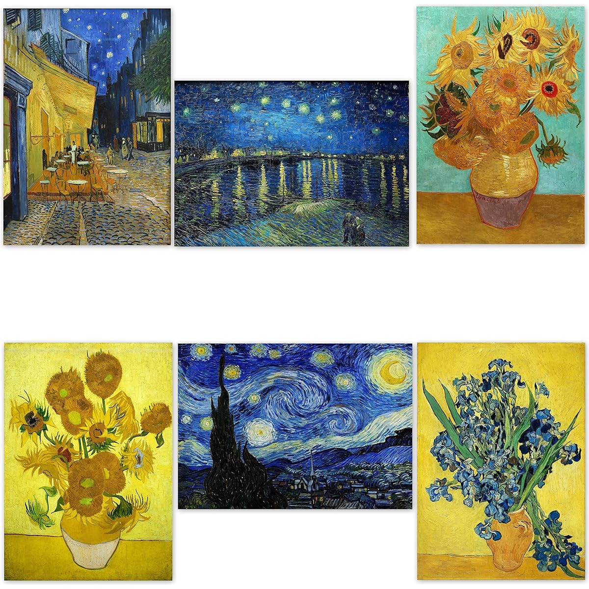 Poster Van Gogh "Night Cafe Terrace Starry Night on the Rhone River Starry Night Sunflowers Sunflowers (12) Iris" A3 Size Set of 6 [Made in Japan] [For Interior Wallpaper] Painting Art Poster