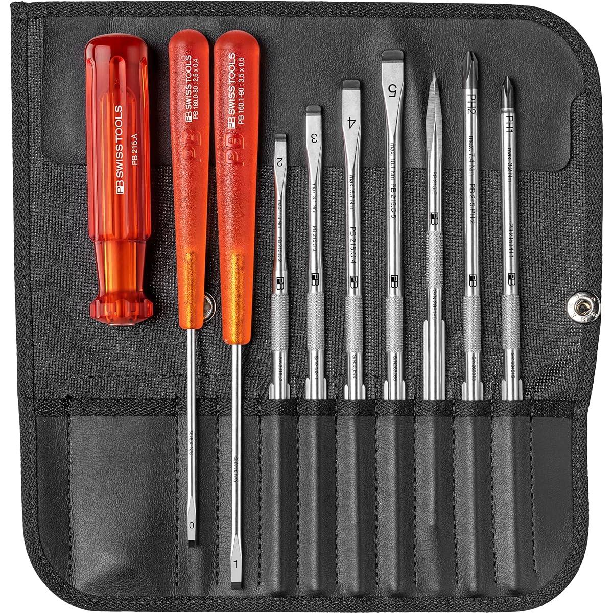 PB SWISS TOOLS 9 piece replaceable screwdriver set in paper box 215.CBB