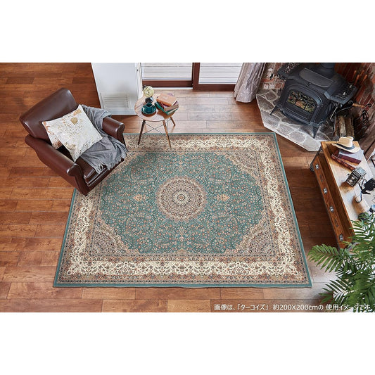 Hagiwara Rug Printed Rug "Turquoise" Approx. 140X200 Machine Washable Elegant Beautiful Pattern 240598820