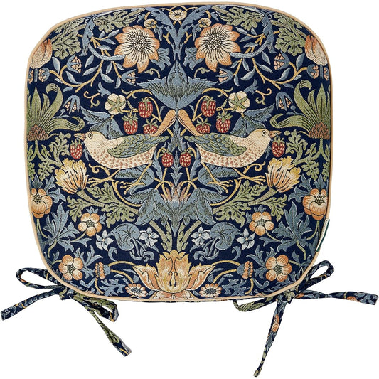 Kawashima Textile Cercon Morris Design Studio Morris Design Studio Seat Cushion Strawberry Thief Blue 45 x 43cm LN1710 B (Blue)